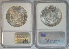 Frosty-white 1884-O & 1899-O Morgan Silver Dollars. NGC MS64