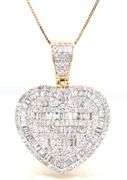 10kt Yellow gold diamond cluster heart shaped pendant on chain