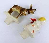 2 Vintage German Porcelain Christmas Cake Toppers