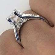 Radiant cut 18k White Gold Natural Diamond Engagement Ring