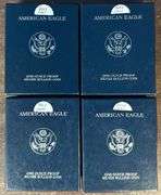 2003, 2004, 2005, & 2006 Gem Ultra Cameo Proof $1 Silver Eagles in boxes w/COA