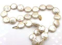 Pearl coin and gold bead necklace