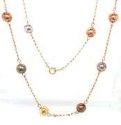 14kt Tri color gold beaded station necklace