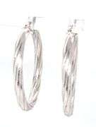 14kt White gold twisted hoop earrings