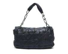 Chanel black lamb skin diamond quilting leather and chain shoulder bag