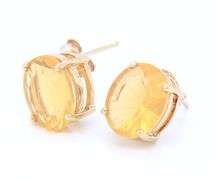9kt Yellow gold 2.73ctw Brazilian fire opal earrings