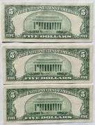 Three Consecutive Unc 1934 D Silver Certificates.