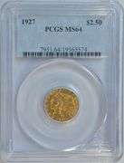 Near Gem BU 1927 $2.50 Indian Gold Piece. PCGS MS64