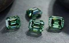 Sparkling 2.5 Cttw 4 Piece Set of Near Flawless Emerald Cut Green Fire Moissanites