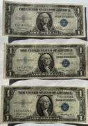Three Consecutive $1 1935 A Near Unc Silver Certificates