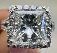 18K White Gold Princess Cut 3.21 Carat Diamond Ring