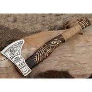 Engraved Viking Bearded Axe with Rosewood Handle
