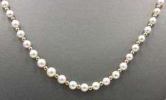 4.5-5mm pearl and gold ball necklace in yellow gold