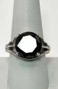 Impressive 14 Kt White Gold Plated Huge Black 7.75 Ct Lab Simulated Diamond Ring