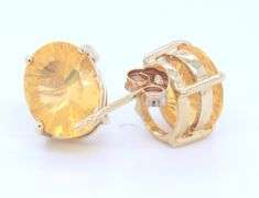 9kt Yellow gold 2.73ctw Brazilian fire opal earrings