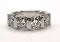 Dazzling 4.25 Ct 4 Stone White Fire Moissanite Ring