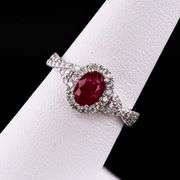 PLATINUM RUBY AND DIAMOND RING 1.63 C.T.W.