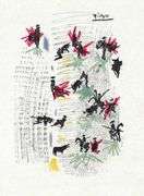 Rare Pablo Picasso Woodcut on Japon Nacre Paper from Chant Funèbre pour Ignacio Sánchez Mejías, 1976