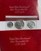 Two 1976 3 Piece Red Pack Silver Unc Bicentennial  Sets
