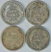 4 Different original AU/BU Barber Dimes 1902 to 1914-D