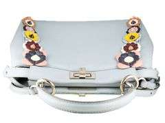 Fendi Light Blue Nappa Flowerland Mini Peekaboo Iconic Satchel