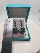 Very high quality hand made emerald and diamonds on silver earrings