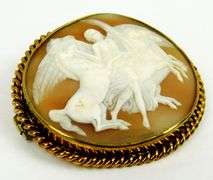 Large Nike & the Horses of the Sun Antique Cameo Brooch