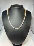 Sparkling 18 Kt Yellow Gold Plated 18.5 Cttw Lab Simulated Diamond Tennis Necklace