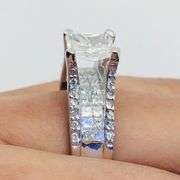 Radiant cut 18k White Gold Natural Diamond Engagement Ring
