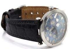 Korloff blue mother of pearl and pave diamond quartz watch