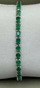 14K White Gold Oval Cut Emerald Tennis Bracelet
