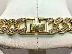 Huge World Series 114.5 Gram 14 Kt Gold Plated Simulated Diamond  Baseball Chain Pendant cklace