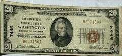 $20 Commercial Natl Bank of Washington DC Series 1929 Note.