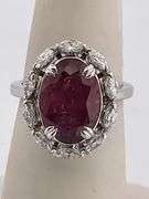 BRAND NEW CERTIFIED 18K WHITE GOLD DIAMOND AND RUBY RING