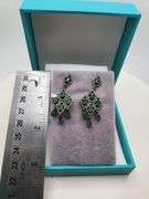 Very high quality hand made emerald and diamonds on silver earrings
