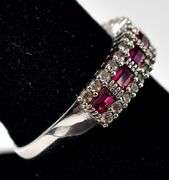 Pink Gemstone and CZ gemstone Ring in Sterling Silver
