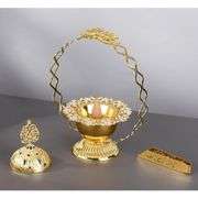 Metal Incense Burner with Handles and Ash Tray