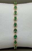 14K Yellow Gold Oval Cut Emerald Tennis Bracelet