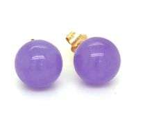 14kt Yellow gold Lavender Jade stud earrings