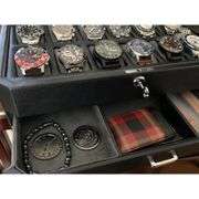 12-Slot Leather Watch Box with Valet Drawer