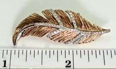 Beautifully Made 14K Rose Gold Leaf Brooch/Pendant