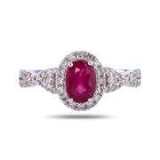 PLATINUM RUBY AND DIAMOND RING 1.63 C.T.W.