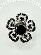 Impressive 14 Kt White Gold Plate 7 Ct Black Moissanite Flower Ring