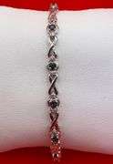 14K White Gold Sapphires and Diamond Tennis Bracelet