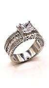 Stunning 14 Kt White Gold Plate 2.15 Ct Princess Cut Simulated Diamond Ring