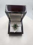 Extremely fine Victorian emerald and diamonds ring on silver