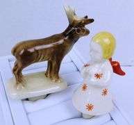 2 Vintage German Porcelain Christmas Cake Toppers