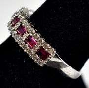 Pink Gemstone and CZ gemstone Ring in Sterling Silver