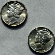 1937 &1940 D Full Bands Gem BU Mercury Dime