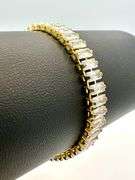 Stunning 14 Kt Yellow Gold Plated Simulated Diamond Tennis Bracelet